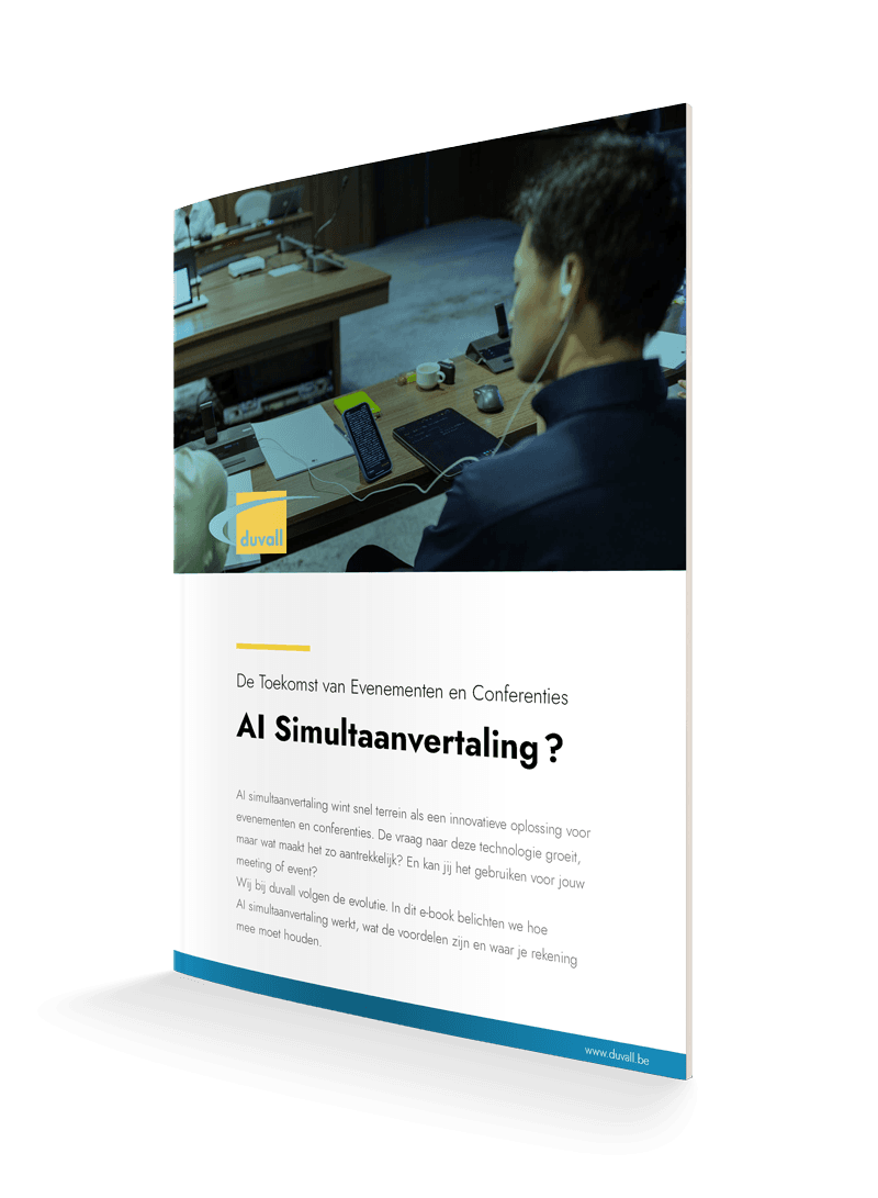 Al Simultaanvertaling, de Toekomst van Evenementen en Conferenties? Cover ebook "Al Simultaanvertaling, de Toekomst van Evenementen en Conferenties?"